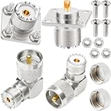 DAOKAI SO239 Steckverbinder,UHF Buchse SO239 4 Loch Flansch-Panel-Adapter,RF-Koaxial-Koax-Stecker+UHF-Stecker auf UHF-Buchse rechtwinkliger Adapter - 2 Stück