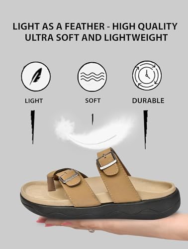 Image of HEALTH FIT Extra Soft Premium Classic Cushion Sliders /with Adjustable Buckle Strap & Light Weight Anti-SkidWaterproof Luxurious Slippers for Men's HF119