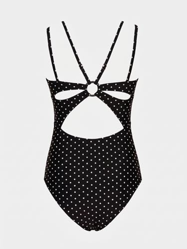 Image of CUPSHE Women's V Neck One Piece Cutout Tummy Control Swimsuit | Double Adjustable Straps,Back Cutout,O Ring,Soft Removable Cups,Flattering Bathing Suit For Vacation And Beach
