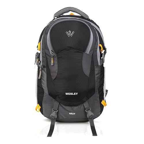Wesley Spartan Unisex Travel Hiking Laptop Bag fits Upto 17.3 inch with Raincover and Internal Organiser Backpack Rucksack College Bag (Black Grey)