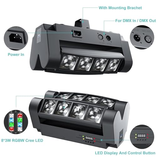 Image of Disco Lights DJ Lights Stage Lights Mini Spider Moving Heads Dance Light LED RGBW DMX512 Sound Activated High Energy Light for Party Club Bars Home