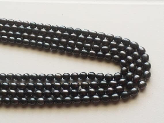 Miniatura 4 de Perlas naturales de 1 hebra – Perlas verdes moradas de pavo real, perlas naturales de arroz de agua dulce, perlas naturales, collar de perlas, 0.295