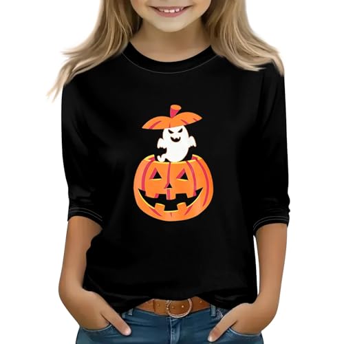 Girls Halloween Shirt Long Sleeve Cute Kids Fall Top Soft Cotton Graphic Tee for Children