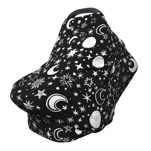 Image of Moon Star Baby Stuff Car Seat Cover for Baby Carseat Covers for Girl Boy Stretchy Soft Breathable Breastfeeding Infant Car Seat Canopy Carrier Cover