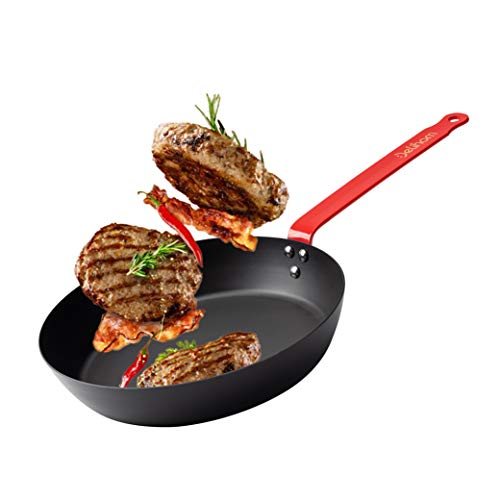 Delihom Carbon Steel Frying Pan 100% Natural 24cm Grey Non-Stick, French Style Fry Pan Skillet with Extra Long Solid Metal Handle Main Image