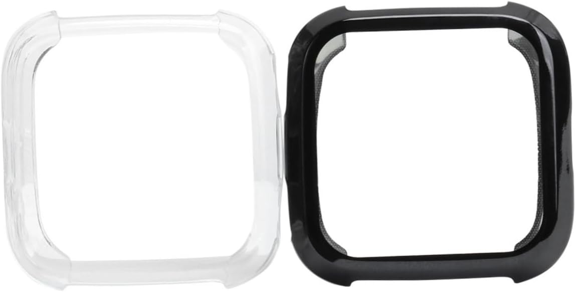 TEHAUX 2Pcs TPU Plating Protective Case for Shockproof Scratch Durable Shell Full Cover Sports Accessories for Black Clear