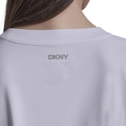 Image of DKNY Women's Short Sleeve V-Neck Tech Ruched Side Seam Active T-Shirt