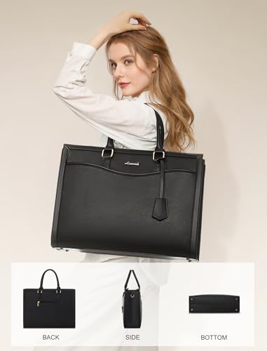 Image of LOVEVOOK Laptop Tote Bag for Women, Leather Office Work Bag Briefcase fit for 17.3 inch Laptop, Large Teacher Computer Bag Handbag,2pcs Set