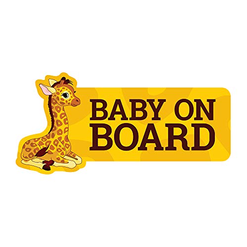 Oliver's Labels Baby on Board Decals - Giraffe Baby Vinyl Window Car Decal