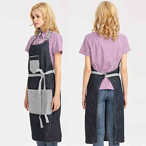 Delantales de Estilista para Mujeres con Bolsillos Delantales de Tienda de Mezclilla para Hombres Sin Mangas Ajustable para cocinar Camareros