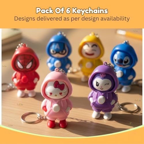 Image of Toy Imagine Face Changing Cartoon Keychain Return Gifts for Kids Boys & Girls (Pack of 6) 3 Expressions Keychain Return Gifts Birthday Gifts for Kid Returns Gift for Kids Age 6-10