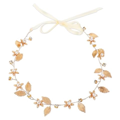 KALIONE Gold Leaf Headband for Weddings Cover
