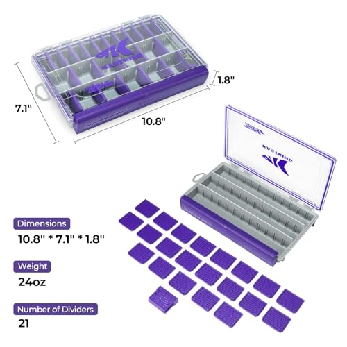 Image of KastKing HyperSeal Waterproof Tackle Box, 3600 and 3700 Tackle Trays, Fishing Tackle Box Organizer with Removable Dividers, Lure Box and Terminal Tackle Storage,Purple