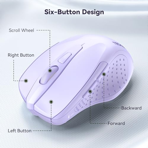 Image of TECKNET Wireless Mouse, 2.4G Ergonomic Computer Mouse, 2600 DPI, Lavender