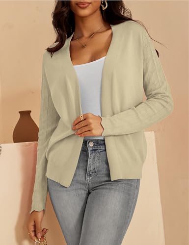 Image of VOIANLIMO Womens Cardigan Lightweight Open Front Knit Long Sleeve Cardigans Sweaters for Women