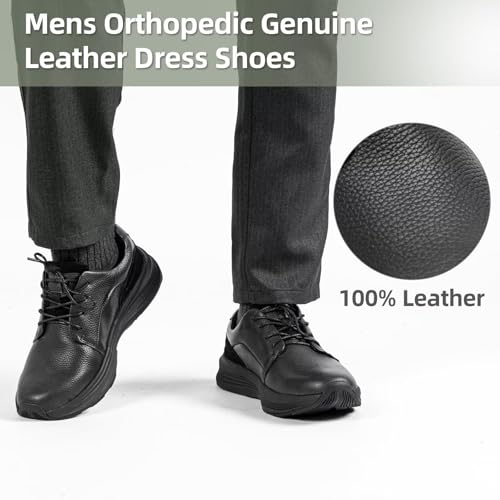 Men's Orthopedic Leather Dress Walking Shoes: Comfortable Plantar Fasciitis Business Oxford with Arch Support, Casual Cushion Flat Feet Orthotic Walking Shoes for Foot and Heel Pain Relief2
