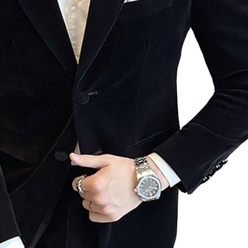 Men Velvet Blazer One Button Sport Coat Slim Fit Tuxedo Jacket for Prom Wedding Party Dinner2