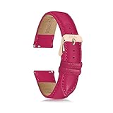 1302 18mm Women's Watch Bands, 20mm Women's Leather Watch Bands, Easy Interchangeable Watch Band, Quick Release, Silver Buckle (Hot Pink/Rose Gold Buckle, 18mm)