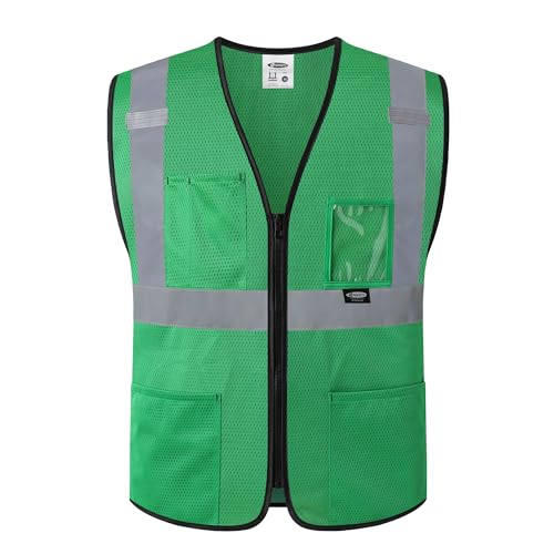 Image of JKSafety Safety Vest for men women Hi Vis Vest with Pockets and Zipper High Visibility Meet ANSI Standard(BX310