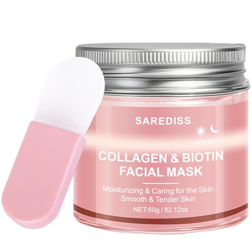 MooGlamor Collagen Jelly Cream Facial Mask with Tool and Moisturizing Bio Night Collagen Wrapping Mask Care for Smooth and Elastic Skin (Peel-off Mask)