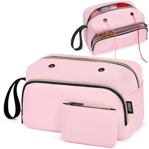 IBFUN Bolsa De Fios De Crochê Bolsa De Tricô 2 Peças - Organizador De Armazenamento De Fios Bolsa De Crochê Para Iniciantes Com Mão E Pulso Para Acessórios De Crochê Agulhas De Tricô Agulhas De Croch