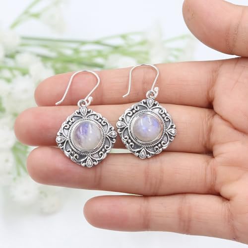 Boucles d'oreilles pierre de lune anti-allergie argent 925 - 7