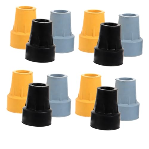 TOVINANNA 12pcs Anti-Slip Pad Crutches Hiking Cane Tips Trekking Pole Tip Protectors Walking Pole Tips Trekking Pole Foot Covers Hiking Pole Protectors Hiking Pole Tip Replacement Rubber