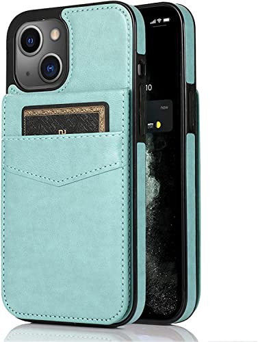 Coque iPhone 13 antichoc en TPU bleu ciel avec fentes pour cartes