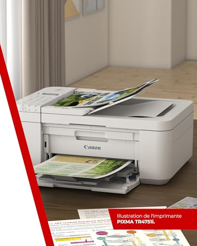 Canon PIXMA TR4750i - Imprimante Couleur 4-en-1 - Impression, Numérisation, Copie, Télécopie - Imprimante WiFi Recto-Verso, CAD 20 Feuilles, Imprimante Photo, Compatible avec Le PIXMA Print Plan