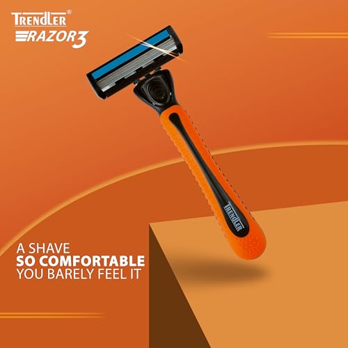 Image of 3-Blade Razor | Razor for Men, with 3 Anti-Friction blades, Dynamic Pivot for Smooth & Comfortable shave with Flexible Head, Water-Activated Moisture Strip (4 Cartridges, 3 BLADE)
