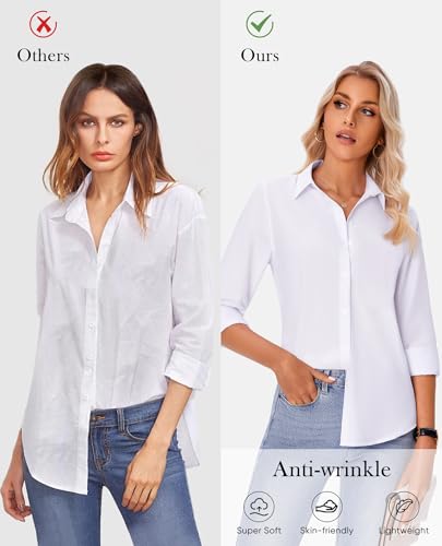 siliteelon Button Down Shirts for Women Wrinkle Free Dress Shirts Long Sleeve Shirts Formal Work Office Blouses Tops3