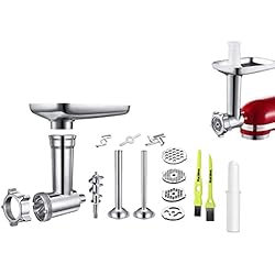 Accesorio Picadora Kitchenaid Italdos Picadora de carne compatible para KitchenAid Ensaquadora Tubos de Relleno para Salchichas 4 Discos a Medida a Elegir Accesorios para Serie Artisan y Professional - Acero Inoxidable