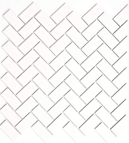 Keramikmosaik Mosaik Fliese Keramik Fischgrät weiß matt...