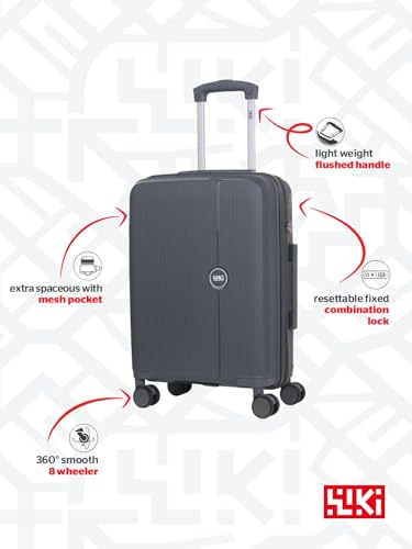Image of Wiki Zine 8 Wheel Hardside Polycarbonate Trolley by Wildcraft,Medium,Graphite Grey