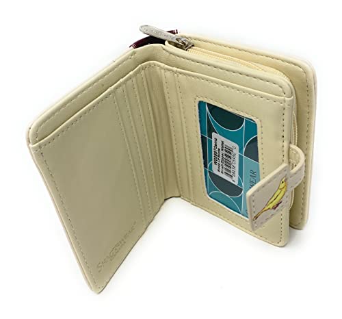 Shag Wear Book of Birds Small Wallet for Women and Geet Girls Vegan Faux Leather 4.5" Beige4
