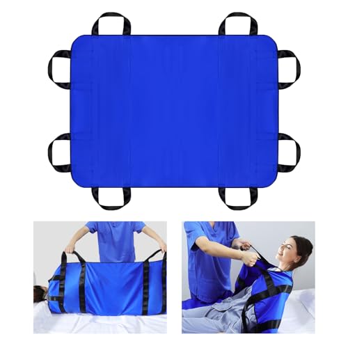 [LOSCHEN]Hoja de transferencia para elevadores de pacientes con ocho asas, adecuada para personas con sobrepeso, ancianos y pacientes que necesitan ser transferidos (azul marino 100 x 148 cm)