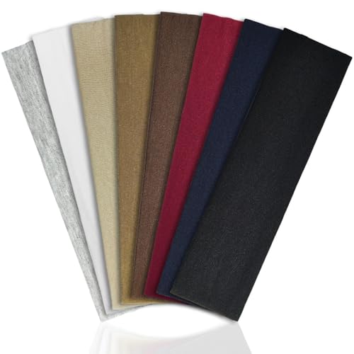 IBOPUXIU Bandeau Cheveux Femme Homme, Lot de 8 Bandeaux Mode pour Femmes, Sport Yoga Élastique Antidérapant, Accessoire Cheveux Léger pour Running, Exercice et Usage Quotidien