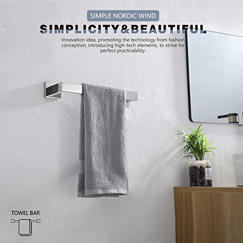 Image of KOKOSIRI 12-Inch Single Towel Bar, Bathroom Kitchen Towel Holder, Wall Mounted SUS304 Stainless Steel Towel Rack, Polished Chrome, B4003CH-L12