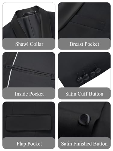 WEEN CHARM Men's 2 Piece Suit Two Button Blazer Jacket Pants Set Slim Fit Formal Wedding Business Suit Elegant Tuxedo Suit4