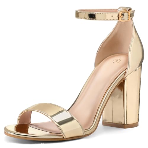 COASIS Women's Chunky Block Heels Open Toe Ankle Strap 3.5 Inch Heeled Sandals