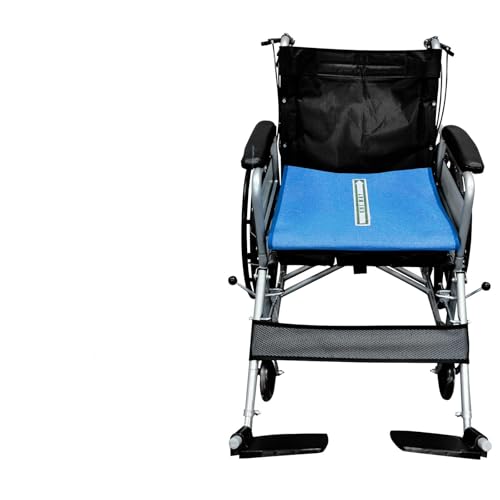 Image of Wheelchair Seat Cushion, Fall Prevention Seat Pad for Elderly in Chair or Wheelchair,Non-Slip Cushions in car seat 17 inchx17 inch(Blue, Without Handle)