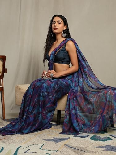 Image of Garden Vareli Nara Chiffon Abstract Printed Saree