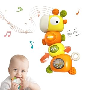 ovca Baby Music Rattle Toy for 3-4-6-12 Months – Teething Toy with Music and Light, Montessori Learning Toy for Grasping Skills, Ideal Gift for Boys and Girls,Infant Sensory Toys