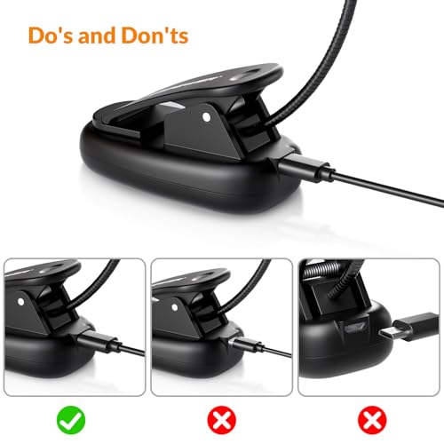 Clip-On Book Light with 5 LED, 3 Colors, Portable, Battery/USB, Bed Light for Kids and Students