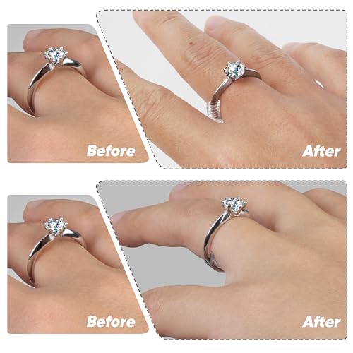 Image of Likimar Ring Size Adjuster for Loose Rings - 8 Clip-on Spacers & 6 Coils | Stop Spinning Instantly, 8 Clip-on Spacers & 6 Spiral Adjusters, Fit Band Width 1mm-10.5mm, Safe & Comfortable for Daily Wear