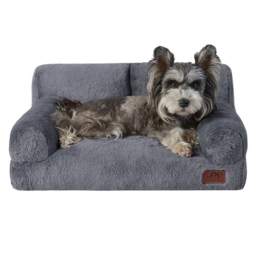 Hollypet Fluffy Dog Cat Bed Pet Couch Beds Plush Soft Warming Machine Washable Puppy Bed with...