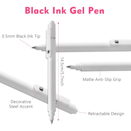 Set 7 bolígrafos de gel negro 0.5 mm punta fina miniatura 4