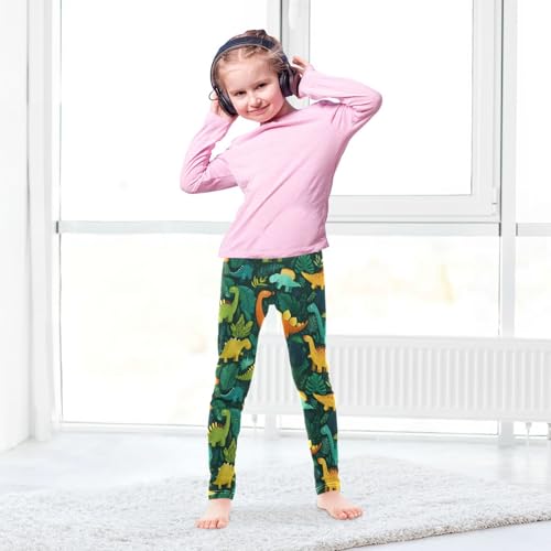 Vdsrup Girls Leggings Cartoon Dinosaur Kids Length Leggings Pants Athletic Yoga Pants Green Toddler Tights Trousers 4T4
