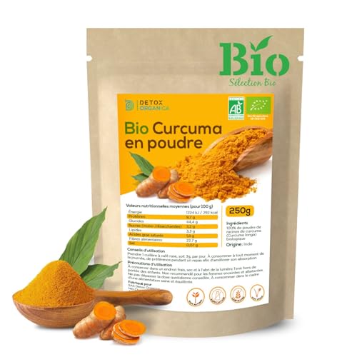 Poudre de Curcuma Bio-250g Curcuma Poudre-5% Curcumine-100% Natur...