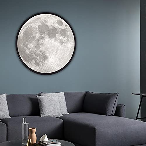 Magic Moon Mirror Illuminated Moon Mirror, Makeup Mirror Lunar Luminous Mirror with 3 Brightness Lights, Moon Magic Mirror Decoration Night Light Mirror Turns to Illuminated Moon (9.83")